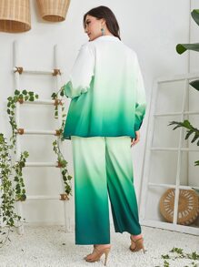 Mulvari Plus Ombre Print Shirt & Wide Leg Trousers - Multicolor - View 2