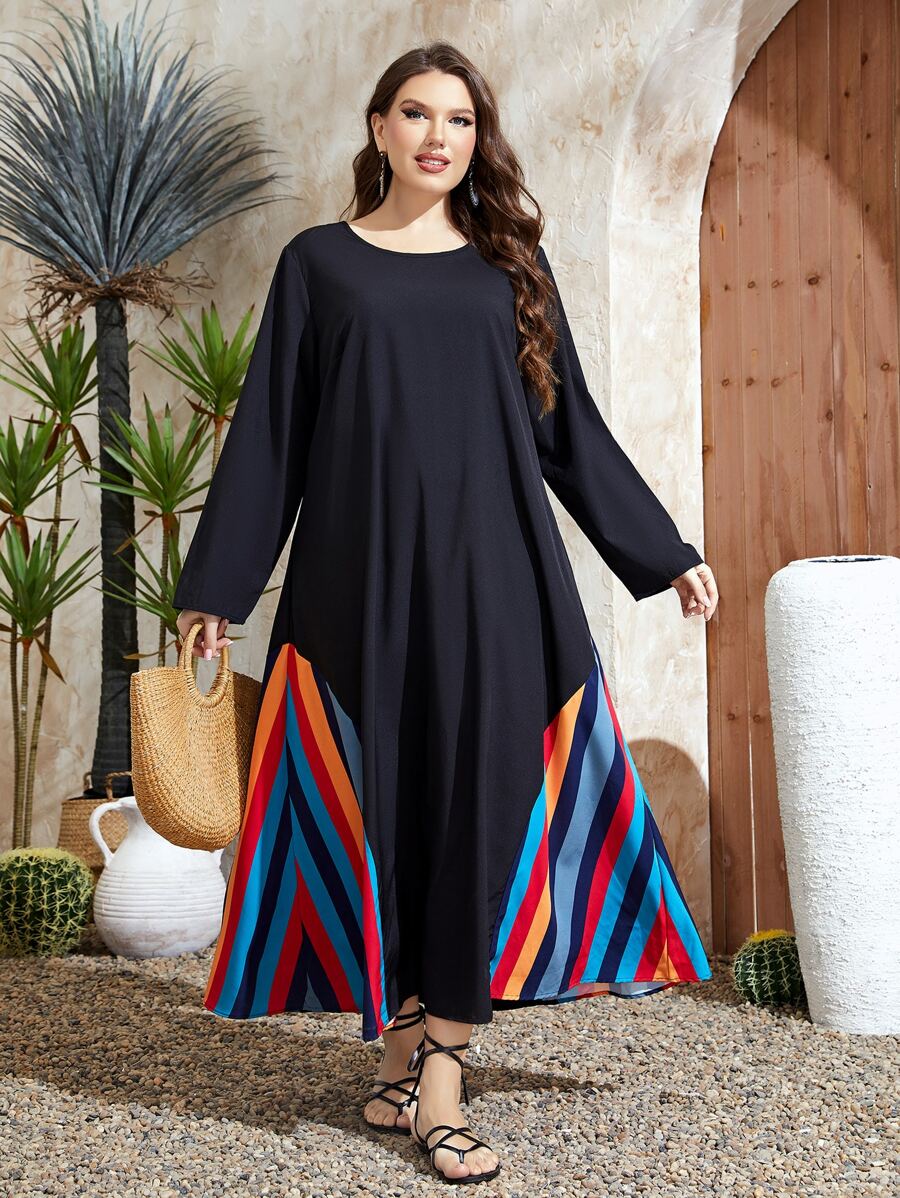 Mulvari Vestido túnico con estampado de rayas - Negro - Ver 1