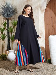 Mulvari Vestido túnico con estampado de rayas - Negro - Ver 5