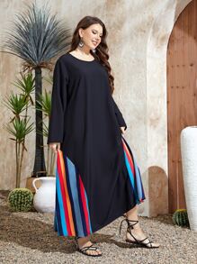 Mulvari Vestido túnico con estampado de rayas - Negro - Ver 6