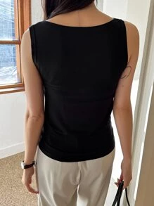 DAZY Feste drapierte Kragen Trägertop Ausgeh-Oberteile für Frauen - Schwarz - Übersicht 2