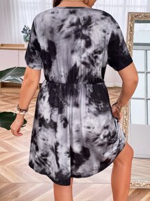 SHEIN LUNE Vestido de tie dye de cuello V