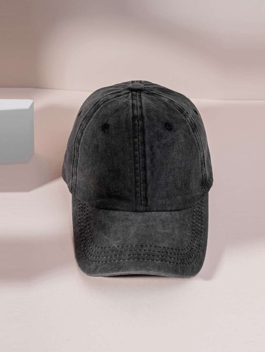 素色棒球帽 - 黑色 - 查看 1