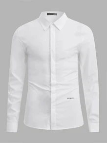 Manfinity Men Solid Button Front Shirt - White - View 2