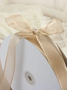 1roll Solid Color Gift Wrapping Ribbon,Christmas Valentine Day - Khaki - View 3