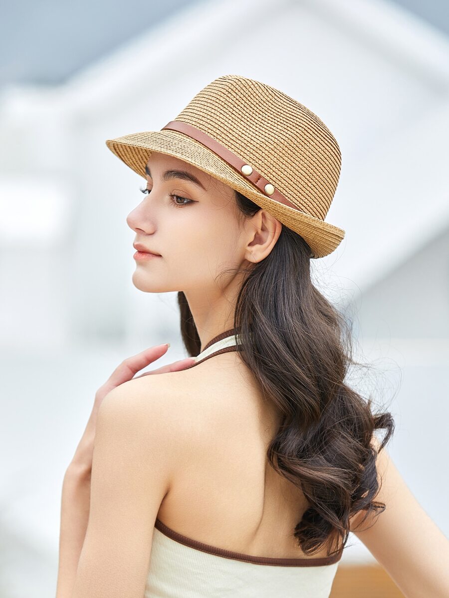 Belt Decor Straw Hat