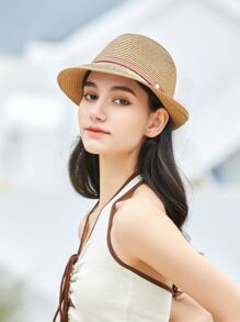 Belt Decor Straw Hat