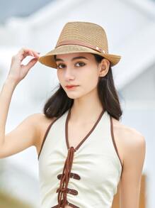 Belt Decor Straw Hat