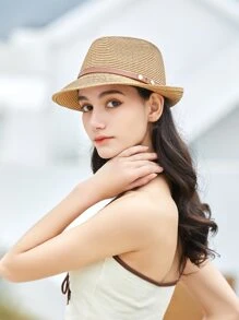 Belt Decor Straw Hat
