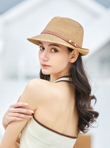 Belt Decor Straw Hat