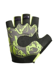 Half-finger Graphic Gloves - Baby Blue - View 2