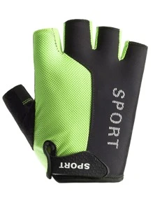 Half-finger Graphic Gloves - Baby Blue - View 3