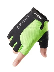 Half-finger Graphic Gloves - Baby Blue - View 4