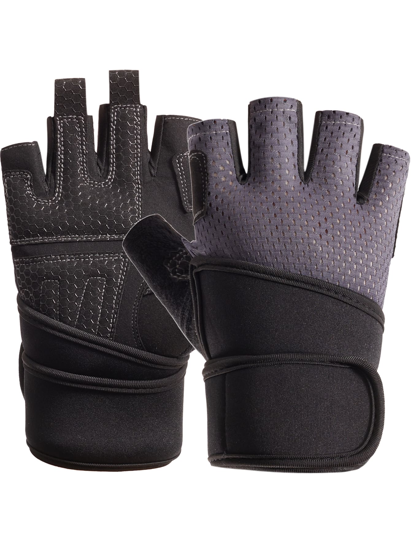 Half-finger Sports Gloves - Grey - View 1