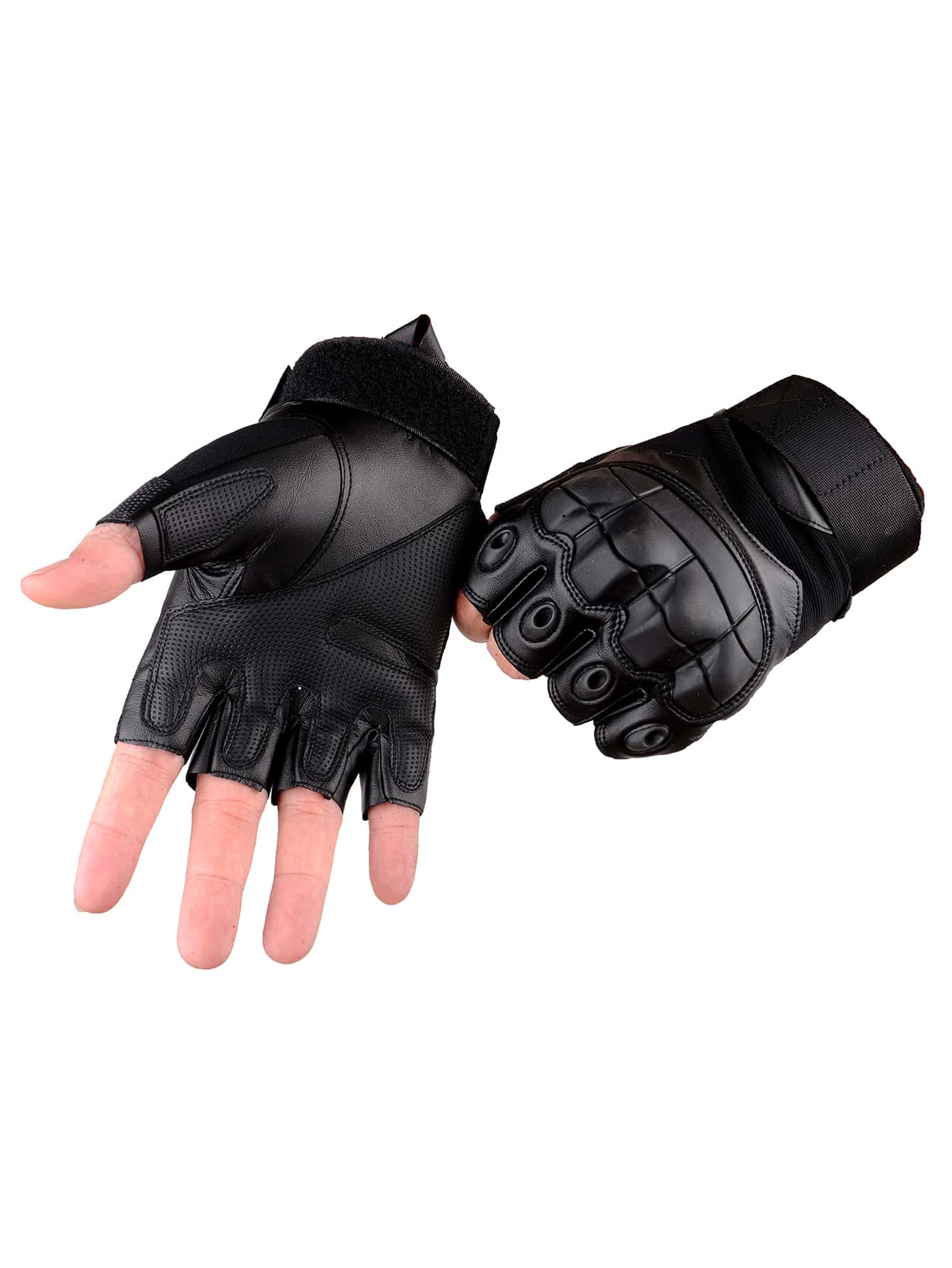 1pair Outdoor Half-Finger Gloves,Black Gloves - Black - View 1