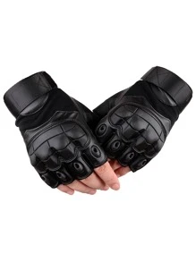1pair Outdoor Half-Finger Gloves,Black Gloves - Black - View 2
