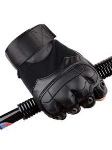 1pair Outdoor Half-Finger Gloves,Black Gloves - Black - View 5