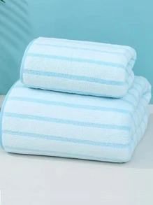 1 chiếc khăn tắm hoặc khăn tắm họa tiết sọc, thích hợp cho thẩm mỹ viện, khách sạn, thể thao, đồ dùng gia đình, khăn tắm, khăn chăm sóc da. - Màu xanh lam - Xem 1