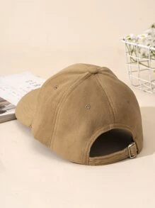 1件男士純色休閒棒球帽 - 卡其色 - 查看 3