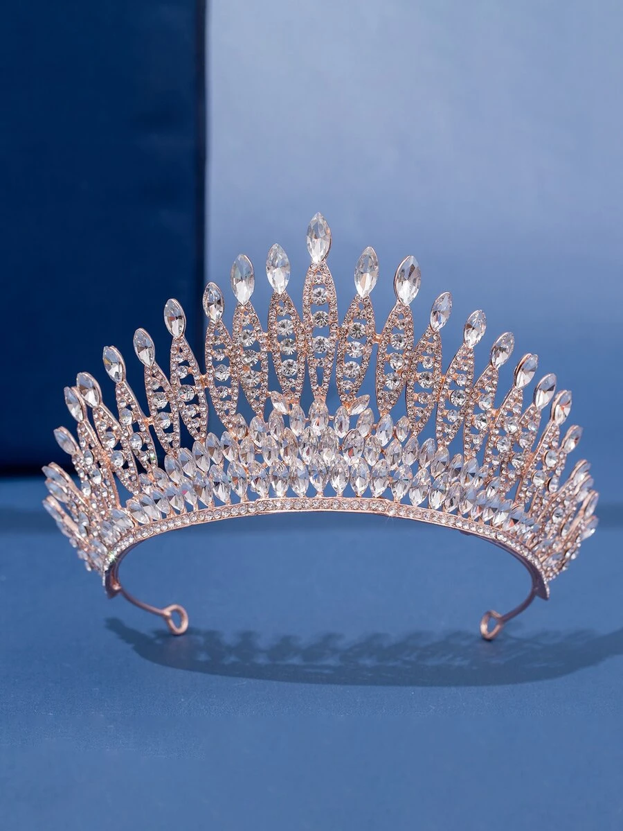 Rhinestone Decor Bridal Headband - Rose Gold - View 1