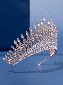 Rhinestone Decor Bridal Headband - Rose Gold - View 2