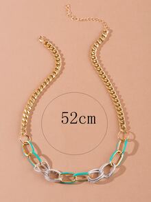 撞色鏈條樣式項鍊 - 淺藍色 - 查看 4