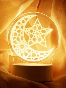 1 pièce Étoile et lune 3D lumière, décoration de lumière de bénédiction de fête, décoration de fête