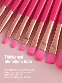 Set de 12 brochas de maquillaje, set de brochas, kit de brochas de maquillaje, set de brochas de maquillaje, set de maquillaje completo, set de brochas de maquillaje, kit de maquillaje completo, set de brochas, set de brochas de maquillaje, set de regalo de maquillaje, set - Rosa Fucsia - Ver 4