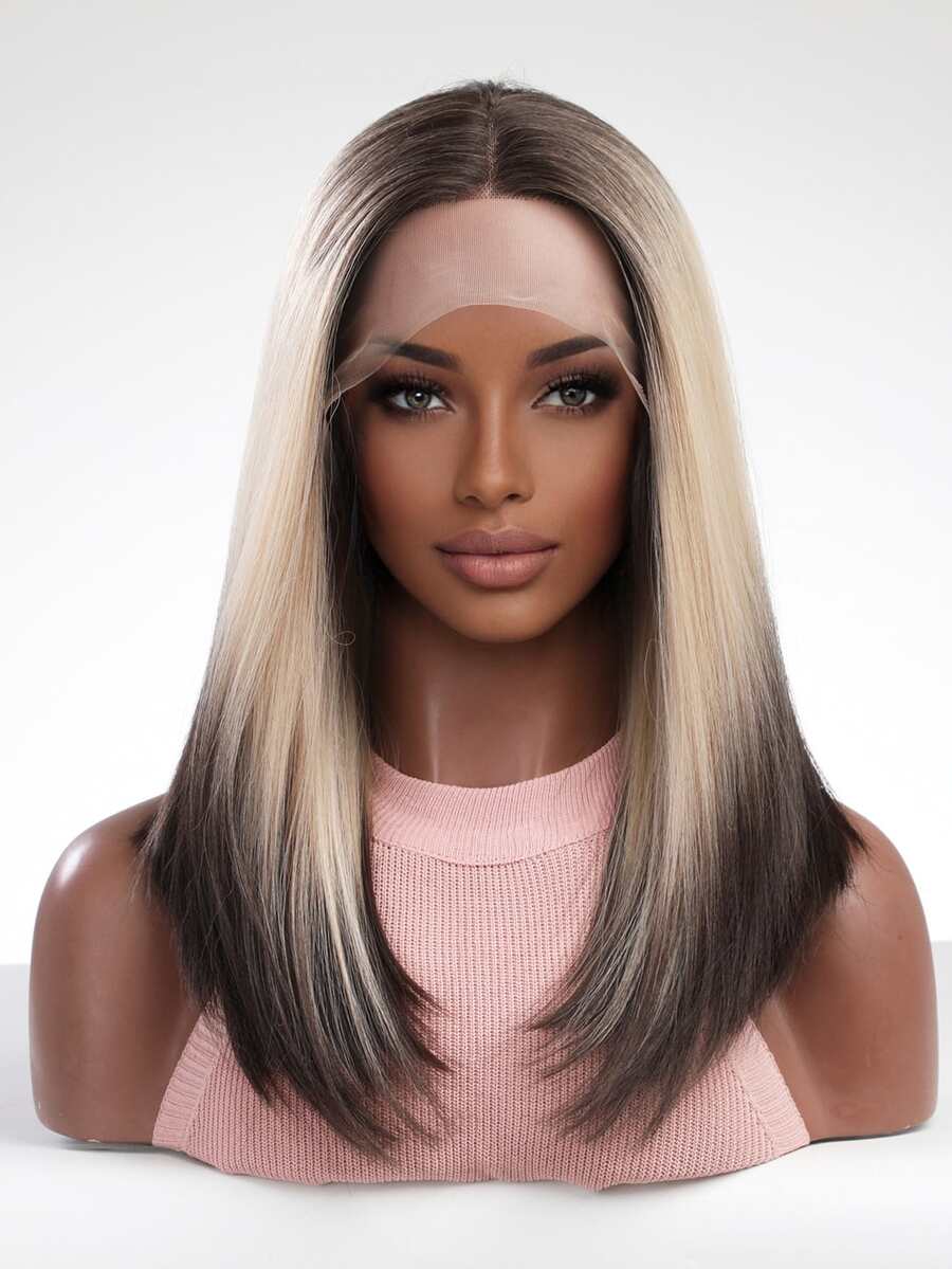 13*6*1 Lace Front Medium Straight Synthetic Wig - Multicolor - View 1
