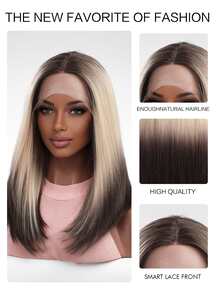 13*6*1 Lace Front Medium Straight Synthetic Wig - Multicolor - View 4
