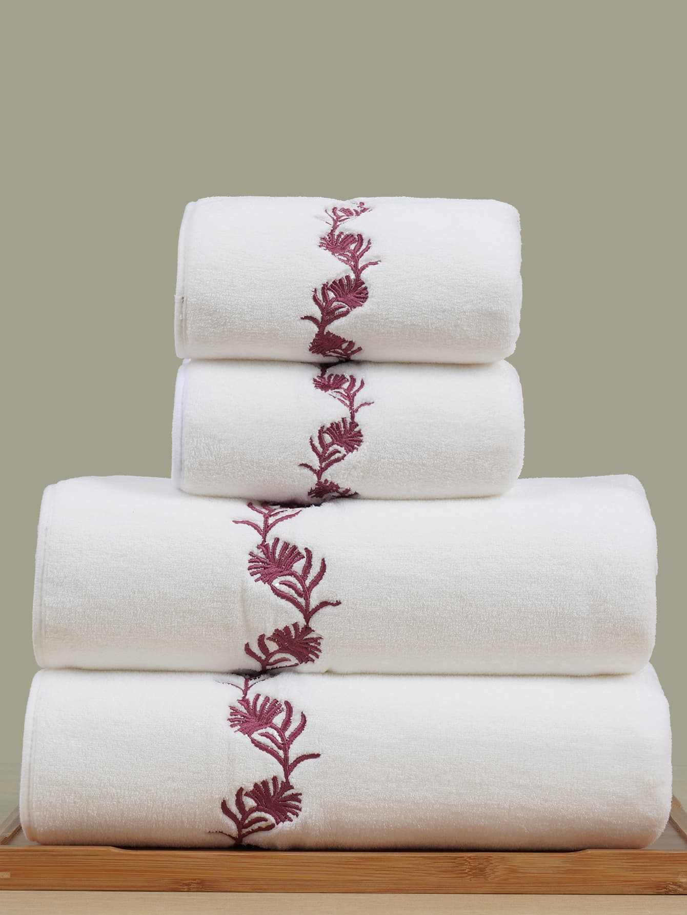 1/2/3pcs Coral Fleece Embroidered Solid Color Bathroom Towels, Polyester Embroidered Soft And Absorbent, Romantic And Fashionable Bathroom Towel - Multicolor - View 1