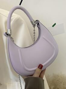 Túi đeo chéo Nữ màu trơn Chuỗi Tay cầm Top Thanh lịch - Màu tím - Xem 1