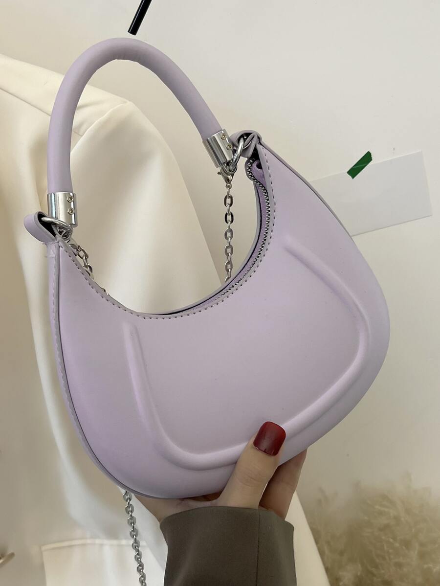 Túi đeo chéo Nữ màu trơn Chuỗi Tay cầm Top Thanh lịch - Màu tím - Xem 1