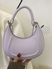Túi đeo chéo Nữ màu trơn Chuỗi Tay cầm Top Thanh lịch - Màu tím - Xem 2