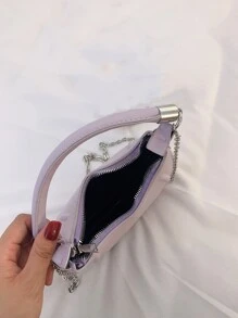 Túi đeo chéo Nữ màu trơn Chuỗi Tay cầm Top Thanh lịch - Màu tím - Xem 3