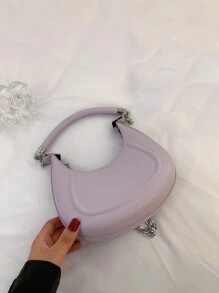 Túi đeo chéo Nữ màu trơn Chuỗi Tay cầm Top Thanh lịch - Màu tím - Xem 4