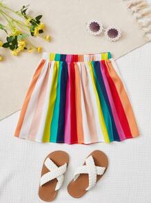 SHEIN Toddler Girls Striped Colourblock Skirt - Multicolor - View 1
