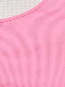 SHEIN Bộ thời trang bé gái Thắt lưng Gân đan Hoa Boho - Nhiều màu - Xem 3
