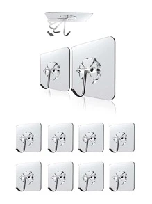 10/20入組清透梅花多功能掛鉤，適用於浴室、廚房和客廳 - 無色 - 查看 1