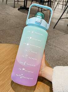 67.63oz/2L Large Capacity Ombre Color Plastic Straw Sports Water Bottle, Outdoor Portable Straw Water Jug - Cadet Blue - View 1