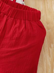 SHEIN 男嬰愛心和字母圖案襯衫帶短褲 - 紅白色 - 查看 6