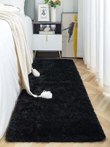 1pc Long Plush Living Room Carpet Soft Fluffy Bedroom Area Rug, Non-slip Carpet, Home Decoration, Suitable For Living Room And Bedroom - Black - View 4