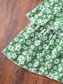 Chicas Vestido de tirantes con estampado floral bajo a capas - Verde - Ver 5
