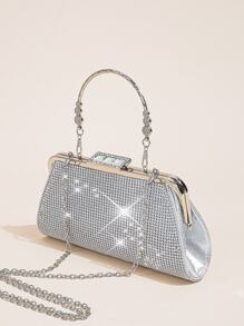 晚上手拿包小水晶手拿包閃閃發光手提包適合女士婚禮晚會包 - 銀色 - 查看 1