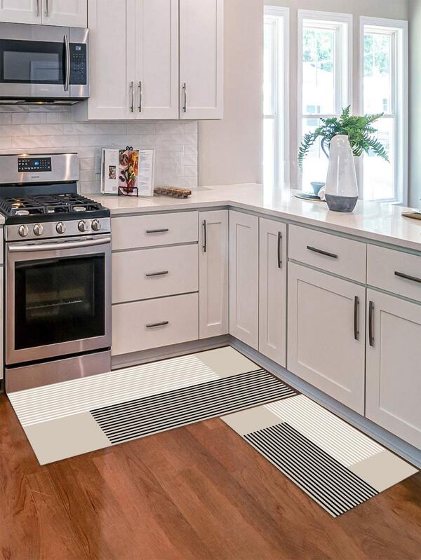 1pc Striped Pattern Kitchen Rug SHEIN USA