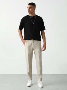 Manfinity VCAY Men Solid Slant Pocket Suit Pants - Khaki - View 3