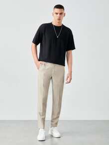 Manfinity VCAY Men Solid Slant Pocket Suit Pants - Khaki - View 5