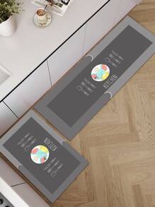 1pc Letter Graphic Kitchen Rug - Multicolor - View 1