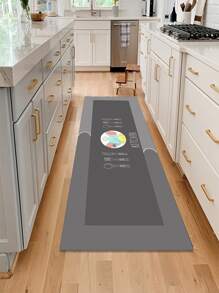 1pc Letter Graphic Kitchen Rug - Multicolor - View 3