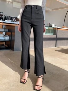 DAZY High Waist Flare Leg Trousers - Black - View 6